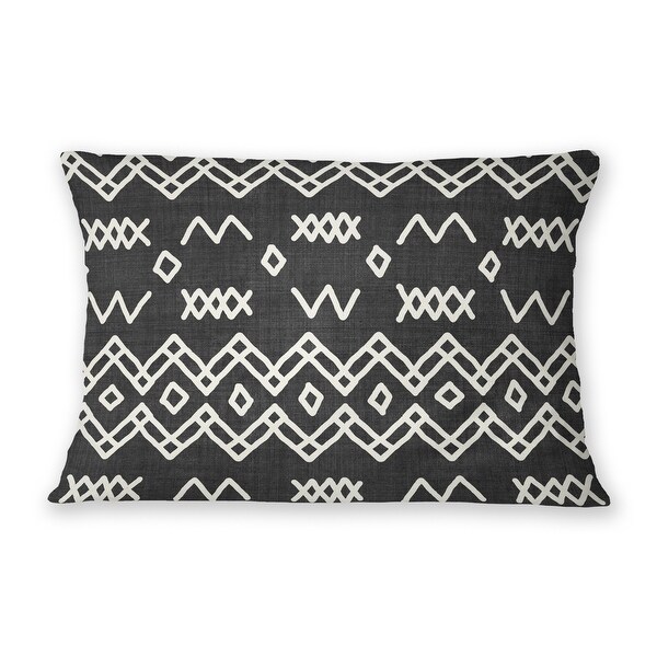 FARRAH BLACK WHITE Indoor Outdoor Lumbar Pillow By Becky Bailey